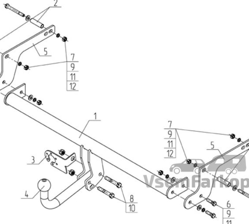Фаркоп AvtoS NS28 Nissan Terrano 2014