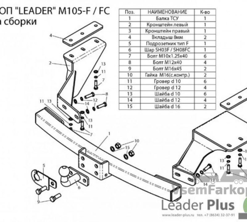 Фаркоп Лидер Плюс M105F Peugeоt 4007 2007