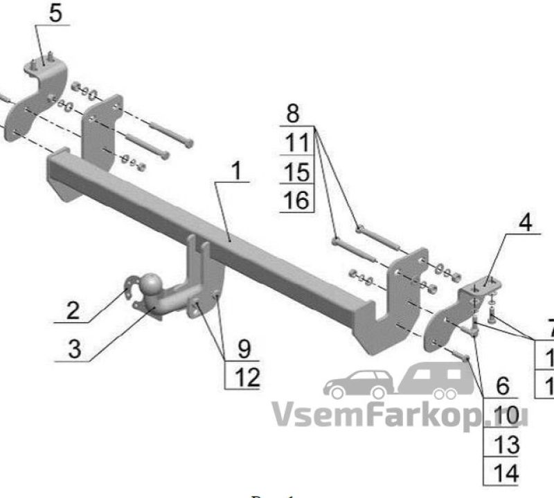 Фаркоп AvtoS MI23 Peugeоt 4008 2012