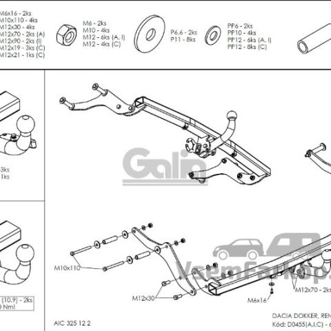 Фаркоп GALIA D045A Renault Express 2020