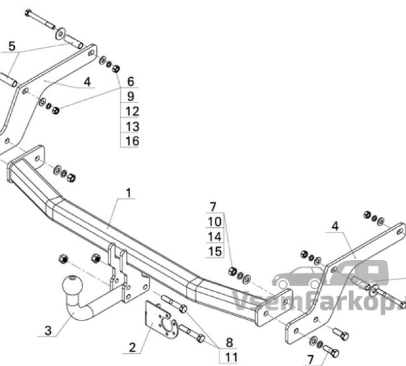 Фаркоп AvtoS RN11 Renault Sandero 2014