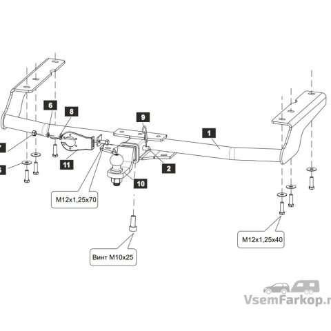 Фаркоп SHERIFF 279031 Toyota Highlander 2014