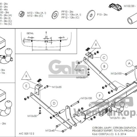 Фаркоп GALIA C050C Toyota Proace 2013