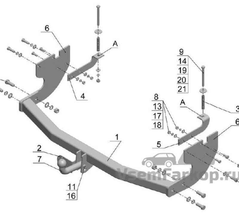 Фаркоп AvtoS GW08 DW Hower H3 2017