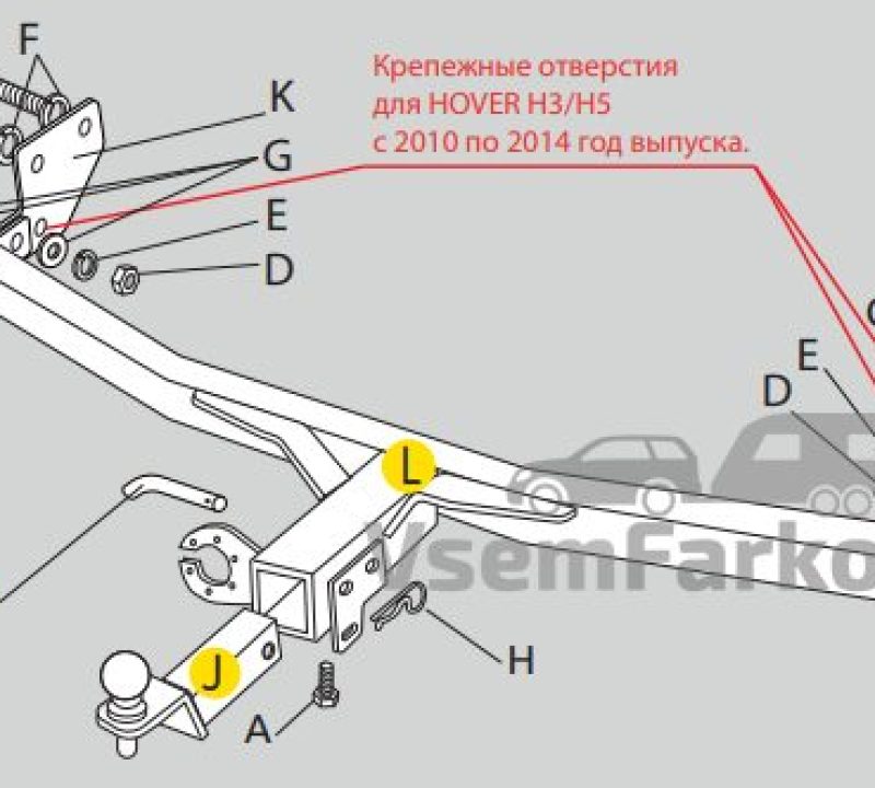 Фаркоп PT GROUP DHO1099112200 DW Hower H3 2017