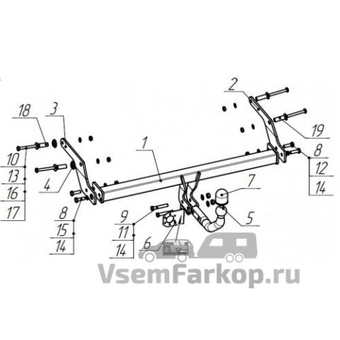Фаркоп ORIS-BOSAL 1240A Lada X-Ray 2015 — фото 6