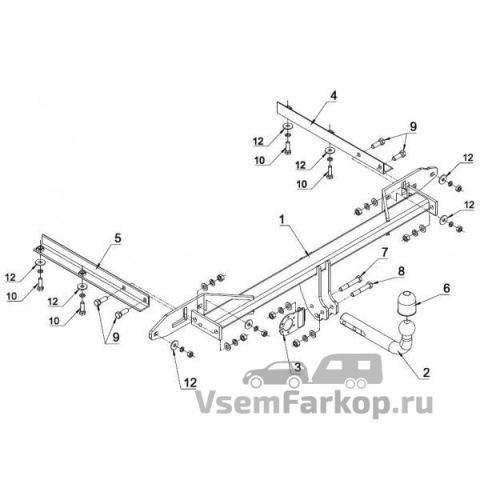 Фаркоп IMIOLA CH011 Chevrolet Orlando 2011