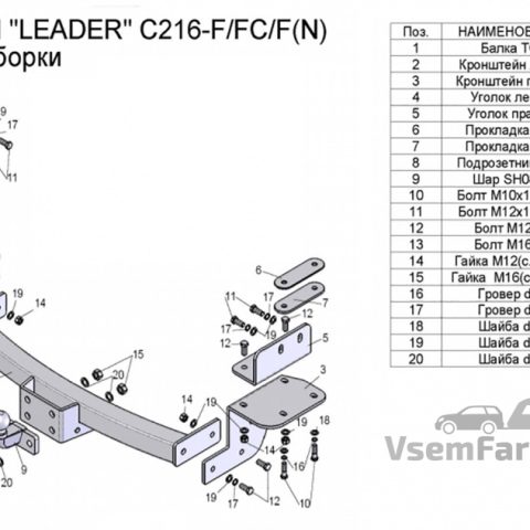 Фаркоп Лидер Плюс C216FN Chevrolet Trailblazer 2012