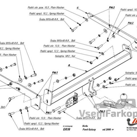 Фаркоп IMIOLA E038 Ford S-MAX 2006
