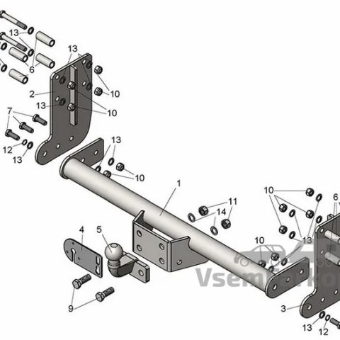 Фаркоп Лидер Плюс F123F Ford Transit 2014