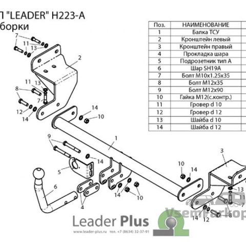 Фаркоп Лидер Плюс H223A Hyundai i30 2012