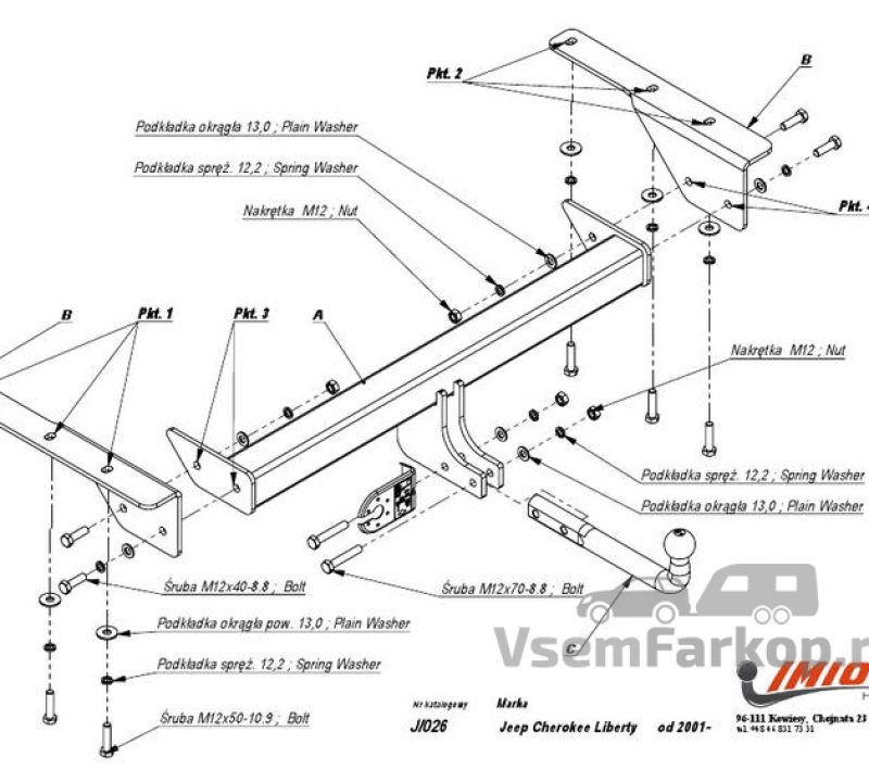 Фаркоп IMIOLA J026 Jeep Cherokeе KJ 2001