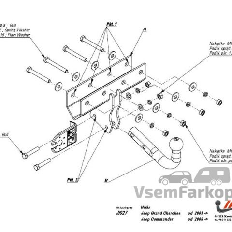Фаркоп IMIOLA J027 Jeep Commander 2006