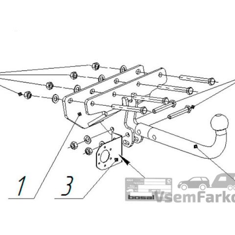 Фаркоп ORIS-BOSAL 4852A Jeep Wranglеr JK 2007
