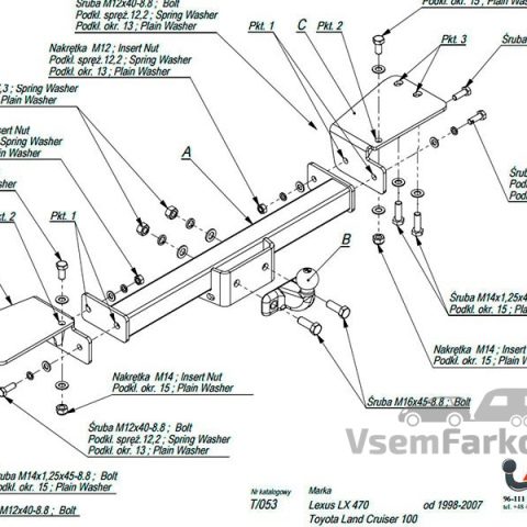 Фаркоп IMIOLA T053 Lexus LX 470 J100 1998, шар F