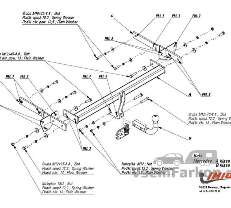 Фаркоп IMIOLA M025 Mercedes B-Class W245 2005