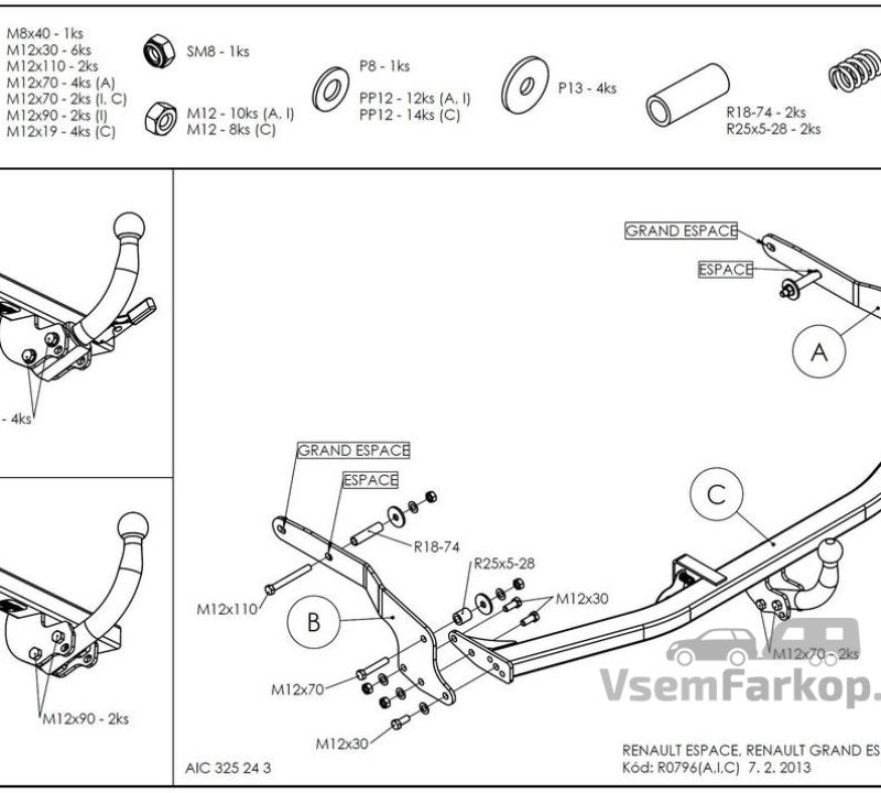 Фаркоп GALIA R079A Renault Espace 2003