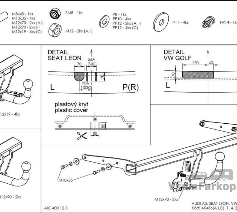 Фаркоп GALIA A048A SEAT Leon 2013