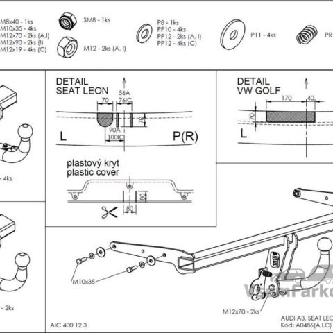 Фаркоп GALIA A048A SEAT Leon 2013