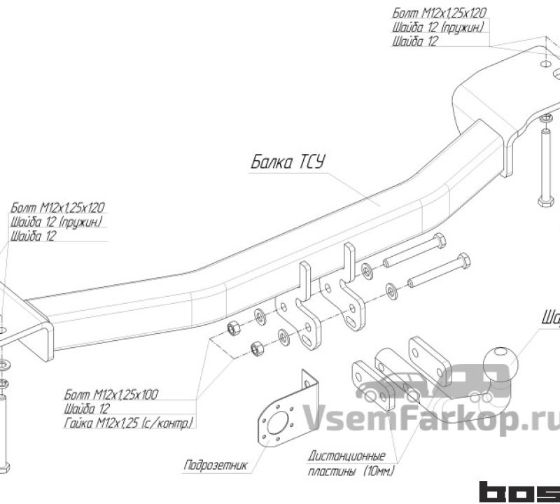 Фаркоп ORIS-BOSAL 6456A Ssang Yong Stavic 2013