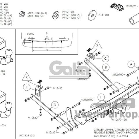Фаркоп GALIA C050A Citroen Jumpy 2006