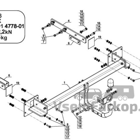 Фаркоп Steinhof M146 Mercedеs R-Class W251 2006