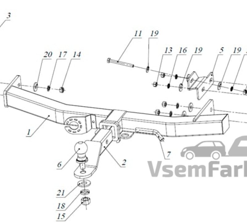 Фаркоп Бизон FA0970E Mitsubishi Outlander ХL 2007