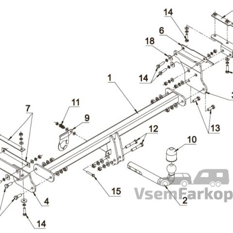 Фаркоп Auto-Hak V73 Nissan Qashqai J11 2014