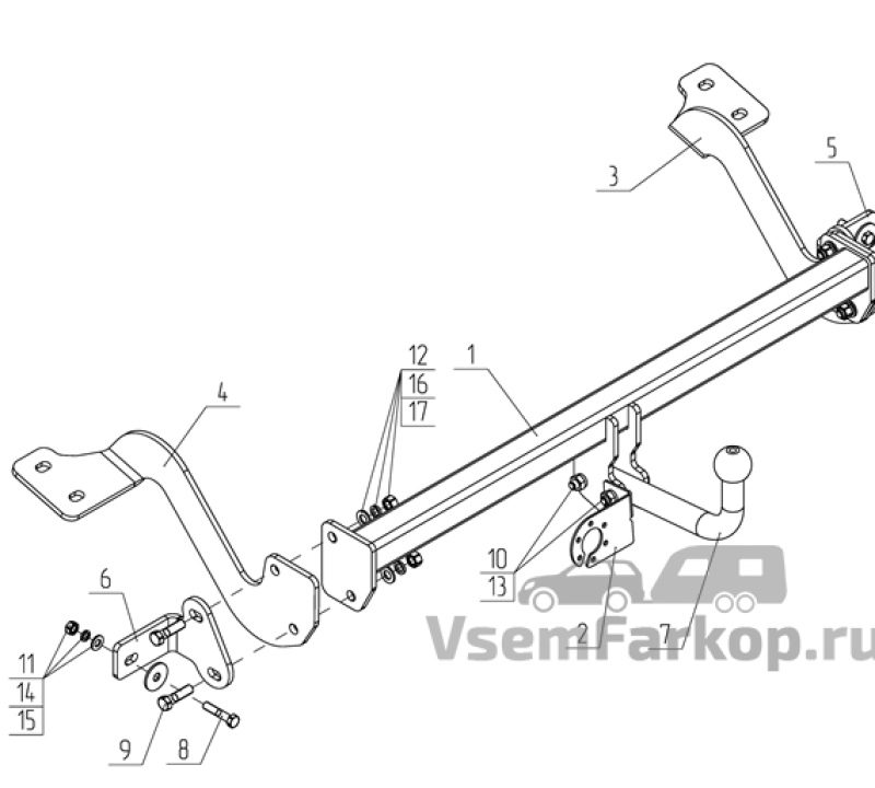 Фаркоп AvtoS PE01 Citroen Berlingo 2019