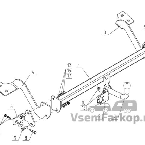 Фаркоп AvtoS PE01 Citroen Berlingo 2019