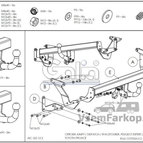 Фаркоп GALIA C072A Citroen Jumpy 2017