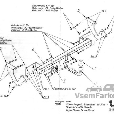 Фаркоп IMIOLA C042 Citroen Spacetourer 2016