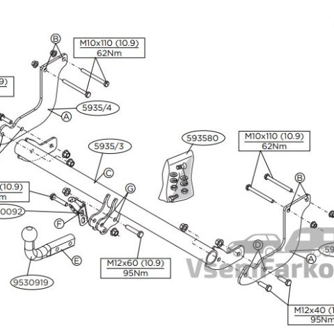 Фаркоп THULE BRINK 593500 Ford Tourneo Courier 2014