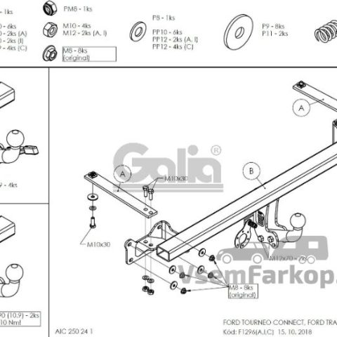 Фаркоп GALIA F129C Ford Transit Connect 2014