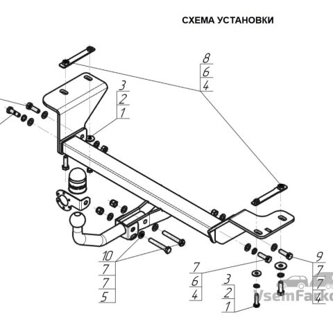 Фаркоп Motodor 98301A Москвич 3 2022