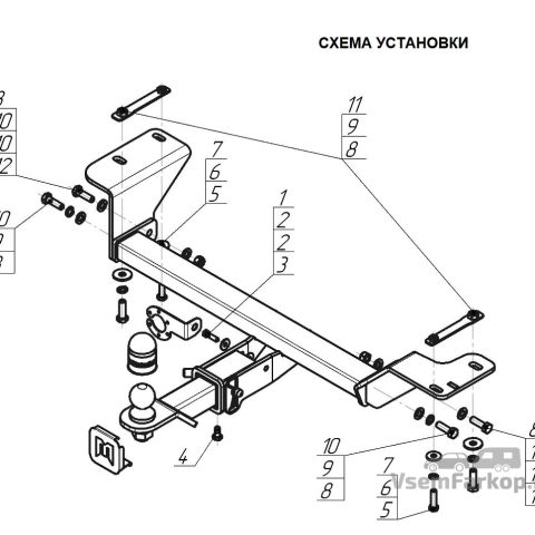 Фаркоп Motodor 98302E Москвич 3 2022